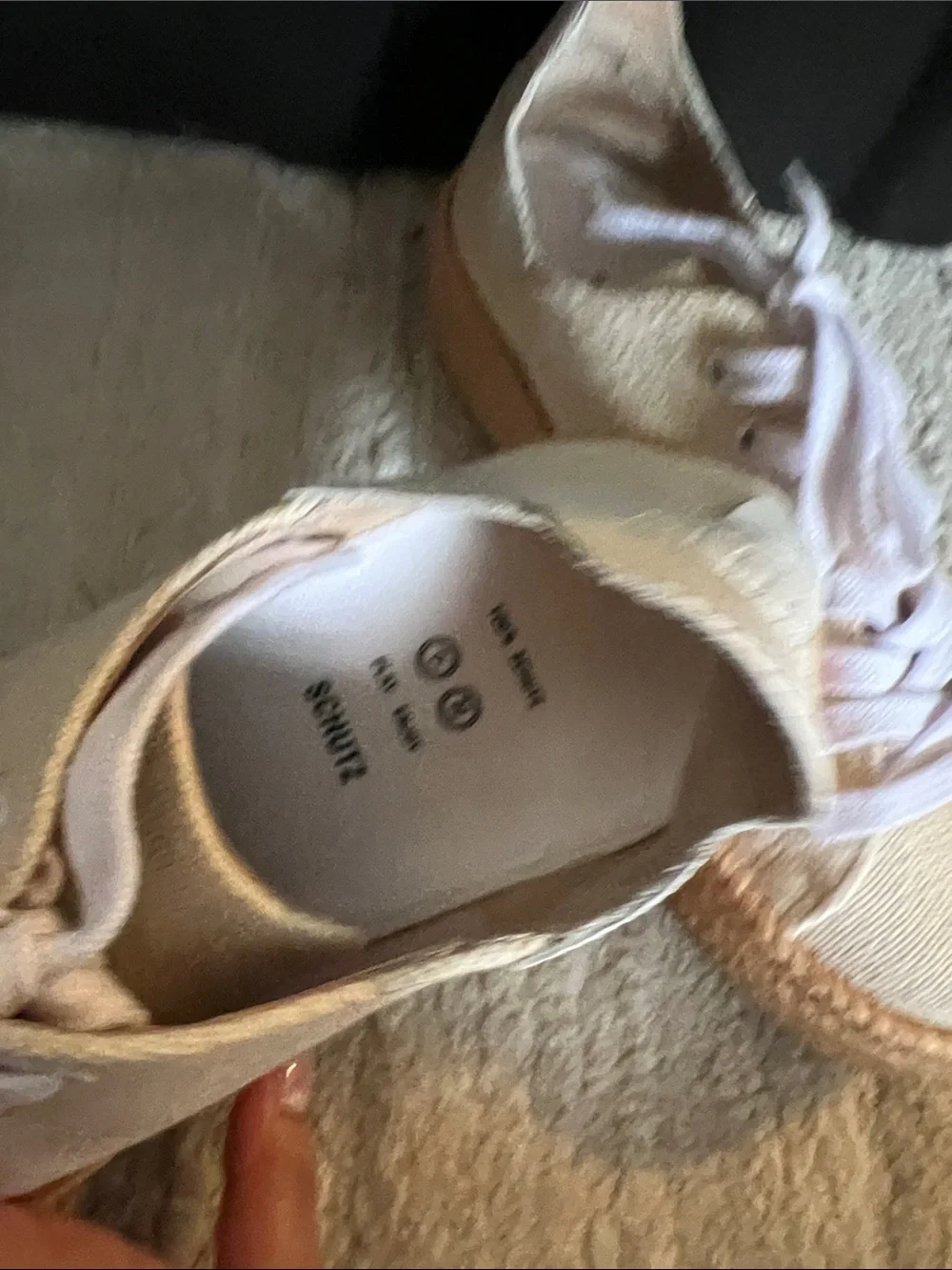 SCHUTZ Cream Canvas Platform Espadrille Sneaker